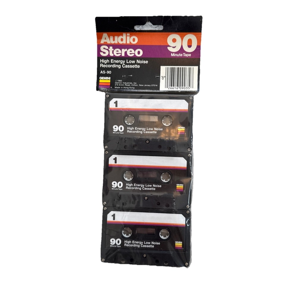 NWT 3pk Gemini Authentic 90 Minute Audio Stereo Blank Cassette Tapes AS-90